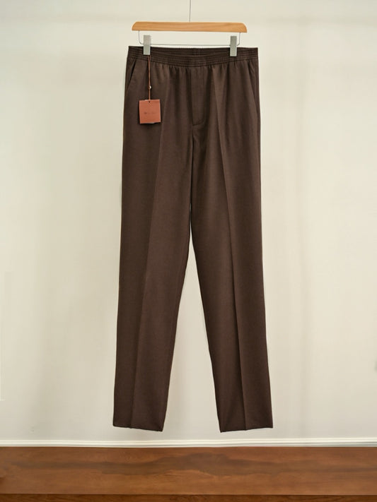 Luxury Men Wool Blend Straight‑Leg Trousers Elastic Drawstring Waist Zipper Pockets Smart Casual Pants For Men 4 Colors Available