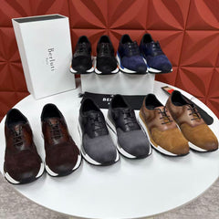 Berluti Men's Leather & Suede Mixed‑Material Low‑Top Sneakers, Luxury Parisian Casual Shoes