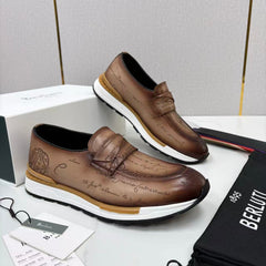 Berluti Fast Track Scritto Leather Loafer Sneaker
