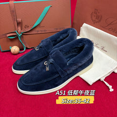 Female Loro Piana beaver fur Charms Walk loafers suede fur lined loafers, comfortable flat Moccasins winter warm casual walking shoes