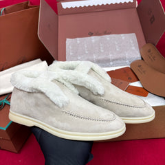Loro Piana Open Walk Ankle Boot | Suede Fur‑Lined Slip‑On Ankle Booties