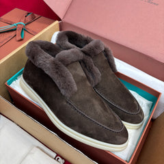 Loro Piana Open Walk Ankle Boot | Suede Fur‑Lined Slip‑On Ankle Booties