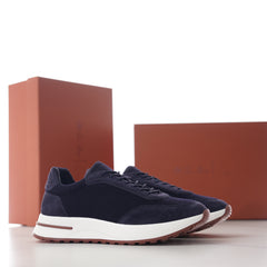Week‑End Walk Sneaker Pecora Nera® Wheat Stitch | Loro Piana Men’s Wool‑Knit Suede Low‑Top Shoe