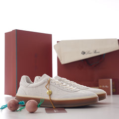 Loro Piana Tennis Walk Linen‑Suede Sneakers