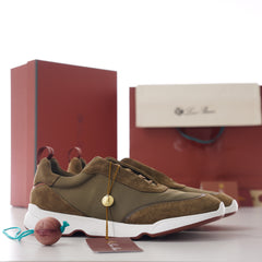 Loro Piana Men’s Technical Mesh Suede Low‑Top Casual Shoe