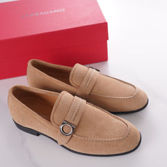 Ferragamo Gancini Ornament Suede Loafers