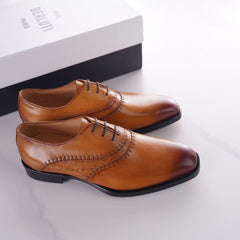 lessandro 1895 Oxford, Men Handmade Patina Leather Oxford Dress Shoes