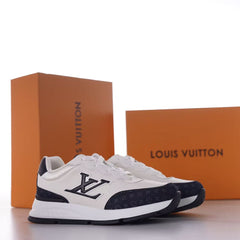LV Classic Trainers Men's Casual Running Sneakers, Premium Leather & Monogram Denim Upper, Comfort Cushioned Outsole