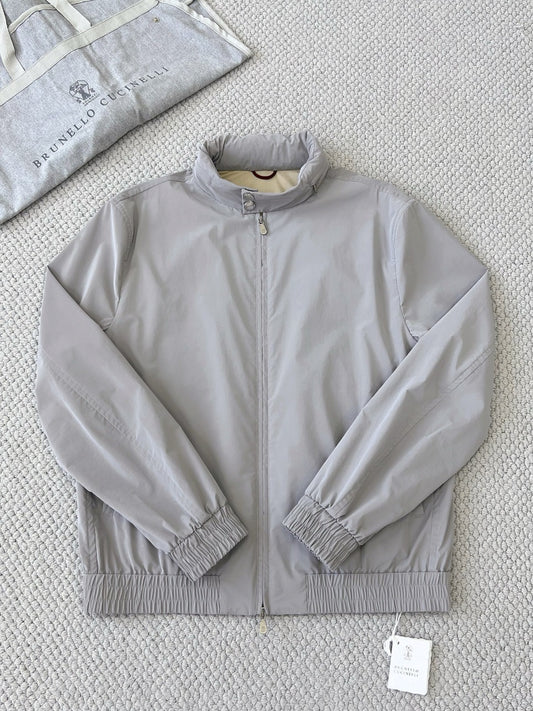 Luxury Men Lightweight Windbreaker Jacket Stand Collar With Hidden Hood Full Zip Elastic Cuffs Hem Smart Casual Business Outerwear For Men