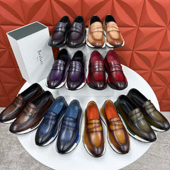 Berluti Fast Track Loafer — Scritto Venezia Calf Leather Sneaker Loafer, Marrone Intenso