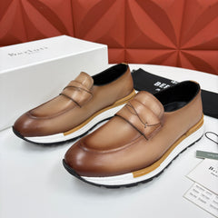 Berluti Fast Track Loafer — Scritto Venezia Calf Leather Sneaker Loafer, Marrone Intenso