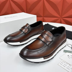 Berluti Fast Track Loafer — Scritto Venezia Calf Leather Sneaker Loafer, Marrone Intenso