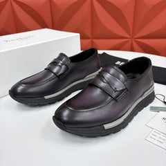 Berluti Fast Track Loafer — Scritto Venezia Calf Leather Sneaker Loafer, Marrone Intenso