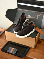 Men's Luxury Woven Leather Slip-On Sneakers – Comfortable Casual Low Top Shoes