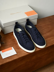 Men’s Premium Leather-Style Casual Sneakers – Classic Lace-Up Low-Top Everyday Shoes