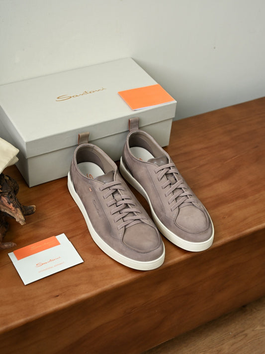 Men’s Premium Leather-Style Casual Sneakers – Classic Lace-Up Low-Top Everyday Shoes