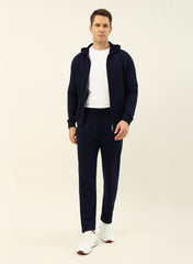 Loro Piana Men's Zip-Up Hooded Tracksuit Set, Quiet Luxury Old Money Knit Sweatshirt & Jogger Pants Outfit