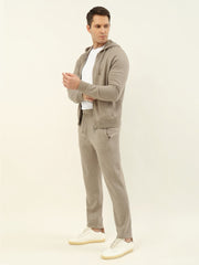 Loro Piana Men's Zip-Up Hooded Tracksuit Set, Quiet Luxury Old Money Knit Sweatshirt & Jogger Pants Outfit