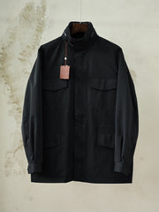 Loro Piana Men's Stand Collar Multi-Pocket Field Jacket, Quiet Luxury Old Money Windproof Utility Casual Coat