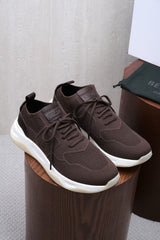 Berluti Men's Knit Mesh Lace-Up Sneakers, Leather Patch Quiet Luxury Old Money Lightweight Casual Trainers
