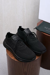 Berluti Men's Knit Mesh Lace-Up Sneakers, Leather Patch Quiet Luxury Old Money Lightweight Casual Trainers