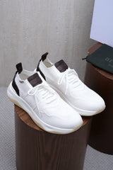 Berluti Men's Knit Mesh Lace-Up Sneakers, Leather Patch Quiet Luxury Old Money Lightweight Casual Trainers