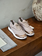 Men's Breathable Walking Shoes – Lightweight Knit Lace-Up Sneakers with Cushioned Non-Slip Sole