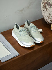 Men's Breathable Walking Shoes – Lightweight Knit Lace-Up Sneakers with Cushioned Non-Slip Sole