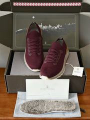 Luxury Men Knit Sneakers Leather Trim Lace‑Up Casual Walking Trainers With Removable Wool Fleece Insole For Daily Wear