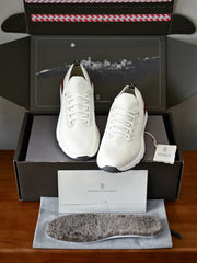 Luxury Men Knit Sneakers Leather Trim Lace‑Up Casual Walking Trainers With Removable Wool Fleece Insole For Daily Wear