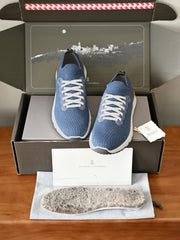 Luxury Men Knit Sneakers Leather Trim Lace‑Up Casual Walking Trainers With Removable Wool Fleece Insole For Daily Wear