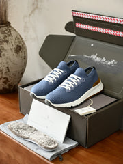 Brunello Cucinelli Men's Grey Knit Sock Sneakers, Luxury Italian Casual Running Shoes