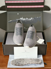 Brunello Cucinelli Men's Grey Knit Sock Sneakers, Luxury Italian Casual Running Shoes
