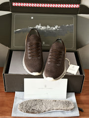 Brunello Cucinelli Men's Grey Knit Sock Sneakers, Luxury Italian Casual Running Shoes
