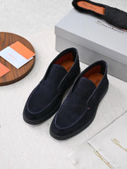 Santoni Suede Mid‑Top Loafers | Premium Italian Crafted Men Casual Footwear