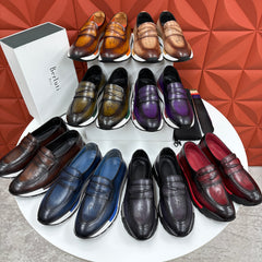 Berluti Fast Track Scritto Leather Loafer Sneaker