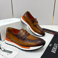 Berluti Fast Track Scritto Leather Loafer Sneaker