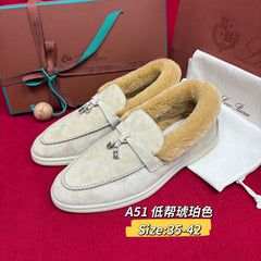 Female Loro Piana beaver fur Charms Walk loafers suede fur lined loafers, comfortable flat Moccasins winter warm casual walking shoes