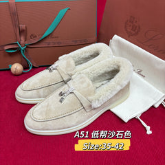Female Loro Piana beaver fur Charms Walk loafers suede fur lined loafers, comfortable flat Moccasins winter warm casual walking shoes