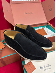 Open Walk Loafer Men Suede Slip‑On Loafers, Classic Plain Flat Casual Walking Shoes