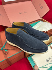 Open Walk Loafer Men Suede Slip‑On Loafers, Classic Plain Flat Casual Walking Shoes