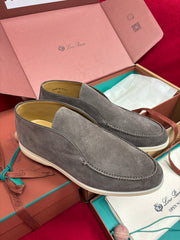 Open Walk Loafer Men Suede Slip‑On Loafers, Classic Plain Flat Casual Walking Shoes