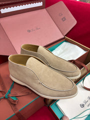 Open Walk Loafer Men Suede Slip‑On Loafers, Classic Plain Flat Casual Walking Shoes