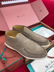 Women Loro Piana Open Walk Loafer Soft Suede Slip‑On Loafers, Comfort Flat Casual Daily Walking Shoes