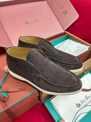 Women Loro Piana Open Walk Loafer Soft Suede Slip‑On Loafers, Comfort Flat Casual Daily Walking Shoes