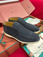 Women Loro Piana Open Walk Loafer Soft Suede Slip‑On Loafers, Comfort Flat Casual Daily Walking Shoes