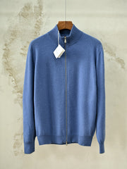 Men's Zip-up Cardigan – Cashmere Stand Collar Full-Zip