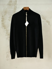 Men's Zip-up Cardigan – Cashmere Stand Collar Full-Zip