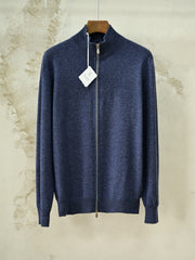 Men's Zip-up Cardigan – Cashmere Stand Collar Full-Zip