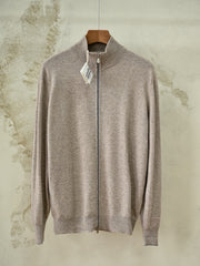 Men's Zip-up Cardigan – Cashmere Stand Collar Full-Zip